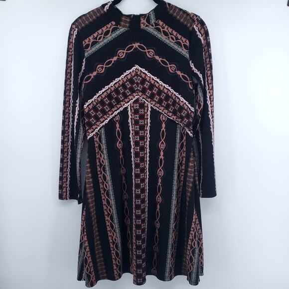 Free People Stella Babydoll 70s Vibe Boho Western Geometric Print Mini Dress S - Picture 1 of 16